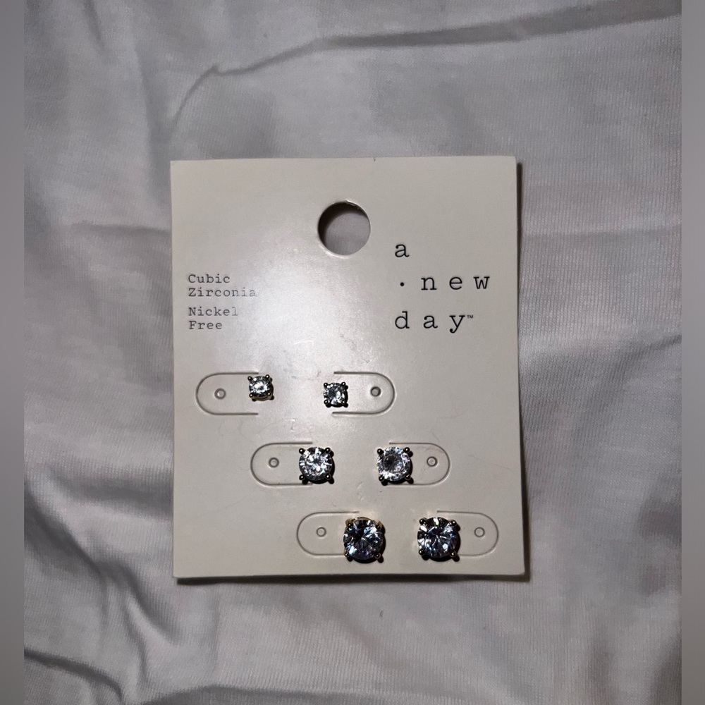 A New Day Gold Cubic Zirconia Earrings!! Brand New!!